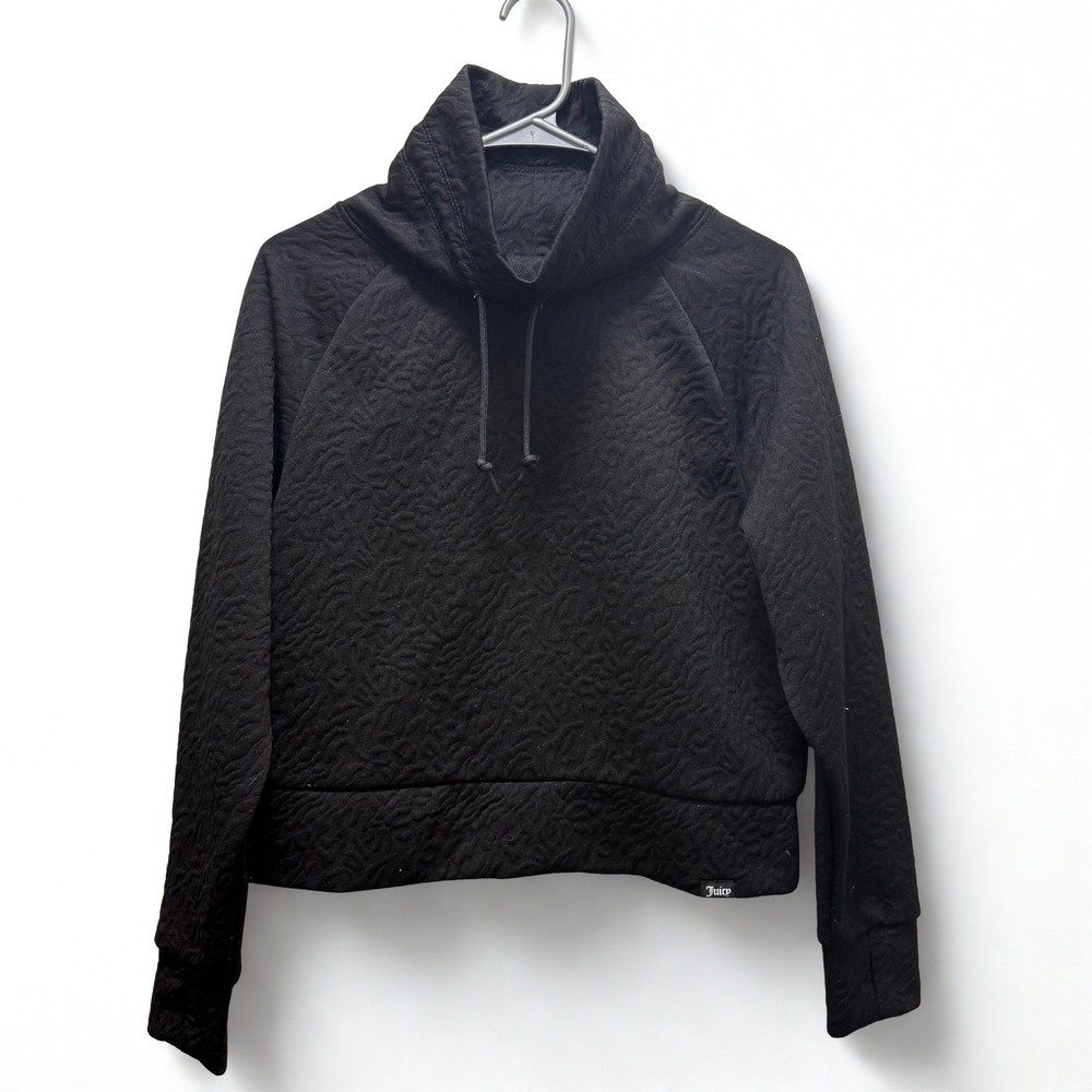 Juicy Couture Sport Black Textured Cowl Neck Long Sleeve Pullover Top Size‎ S